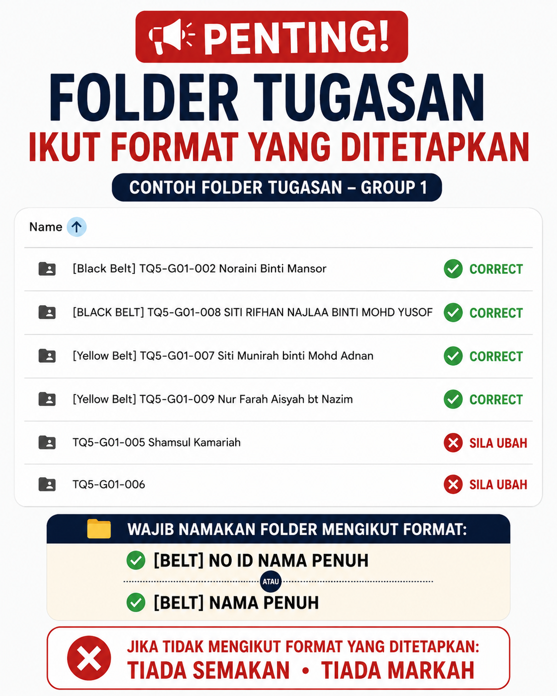 Contoh penamaan folder peserta
